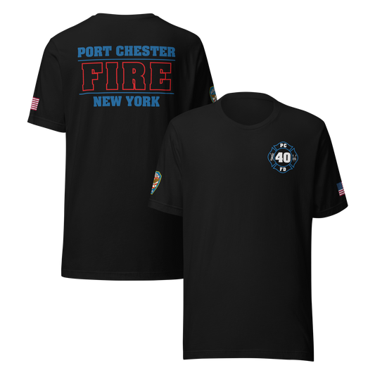 Rescue 40 — Port Chester Fire Tee (Rescue Blue Edition)